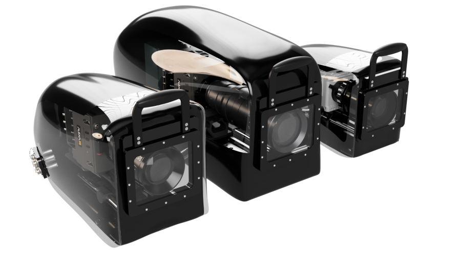 Small, medium and large Scubacam underwater camera housings